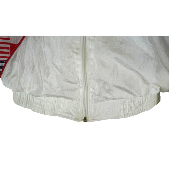 Vintage 90s Nylon Windbreaker Bomber Style Track Jacket Country Flags Janeve Siz - Picture 9 of 12